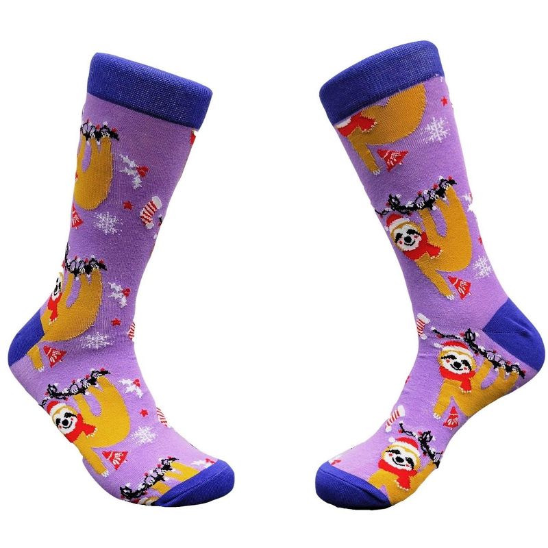 Festive Christmas Sloth Socks - Large from the Sock Panda - Great for Christmas Time (Men's Sizes, Adult Large)