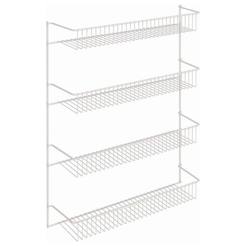 ClosetMaid 4-Tier Rectangular Door Mount or Wall Mount Rack Organizer for Home, Garage, or Kitchen Storage Organization, White