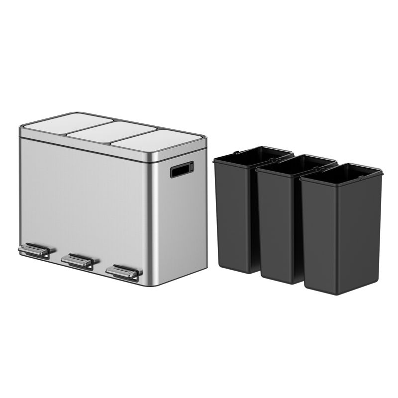 COZONY Trash Can with Lids, Pedal Stainless Steel Kitchen Recycling Bin with Odor Seal, Removable Buckets for Home, Office, Kitchen Trash Bin