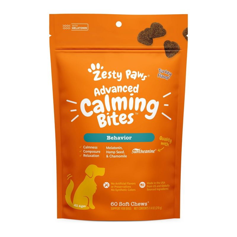 Zesty Paws Advanced Behavior Calming Soft Chews for Dogs - Turkey Flavor - 60ct