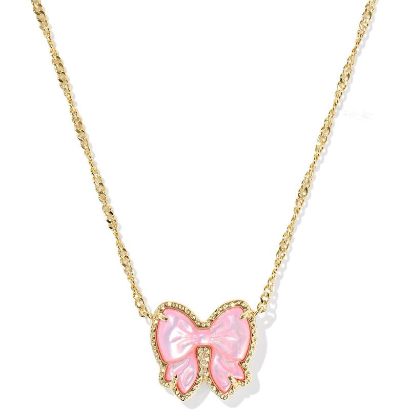 SmallRig Elegant Bow Pendant Necklace Short Fashion Jewelry for Women GOLD - BLUSH IVORY MOTHER OF PEARL