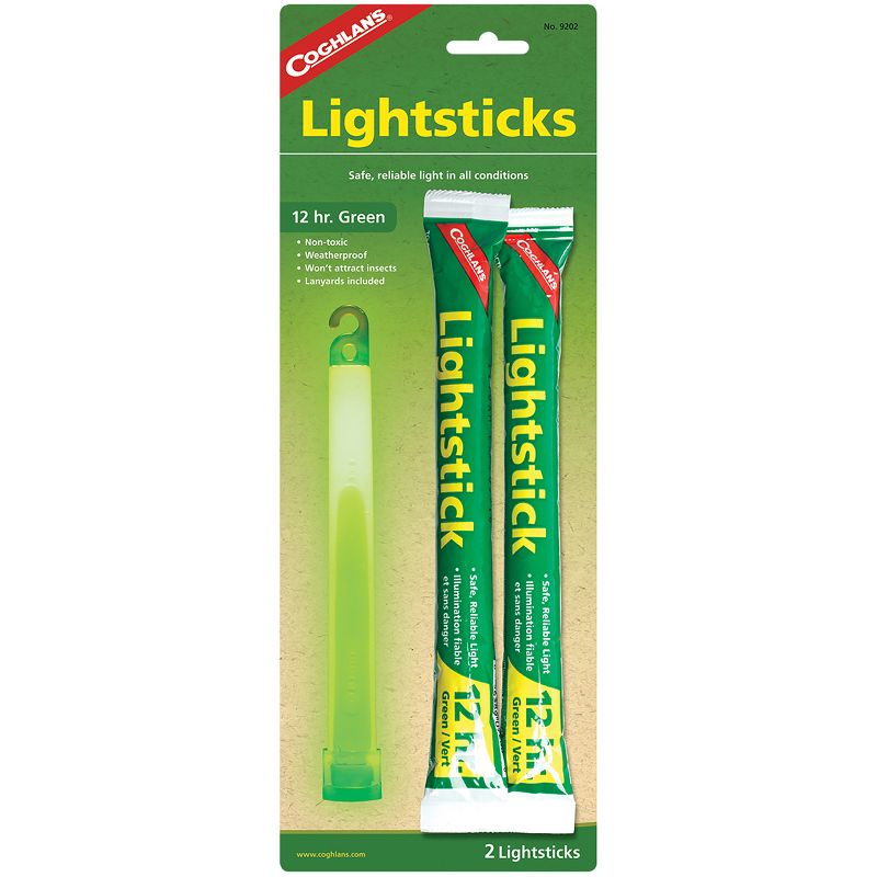 Coghlan's Lightsticks, 12 hr Green (2 Pack), Weatherpoof, Emergency Survival Aid