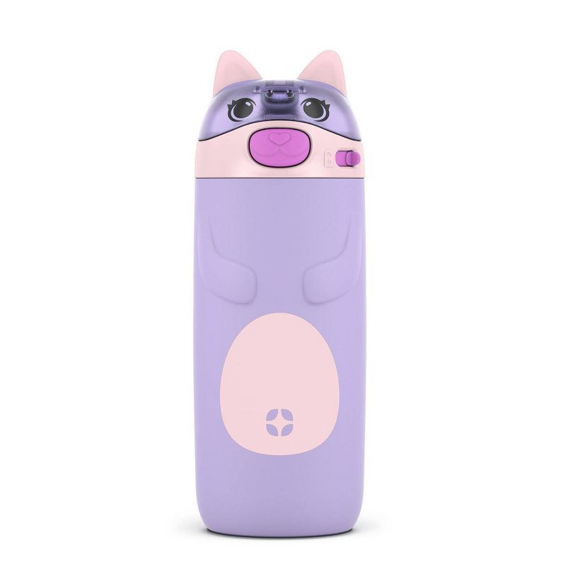 Ello 12oz Stainless Steel Water Bottle Cat Purple: Kids Portable Drinkware, Dishwasher-Safe, Lilac, Cold Beverages