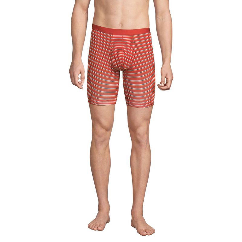 Lands' End Men's Comfort Knit Boxer Brief 7" Inseam - Medium - Blue/Bourbon Football 3Pk