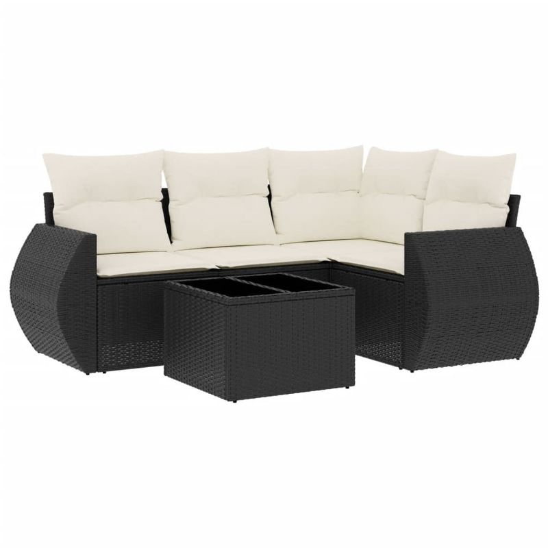 vidaXL Garden Sofa Set Black, Cream White