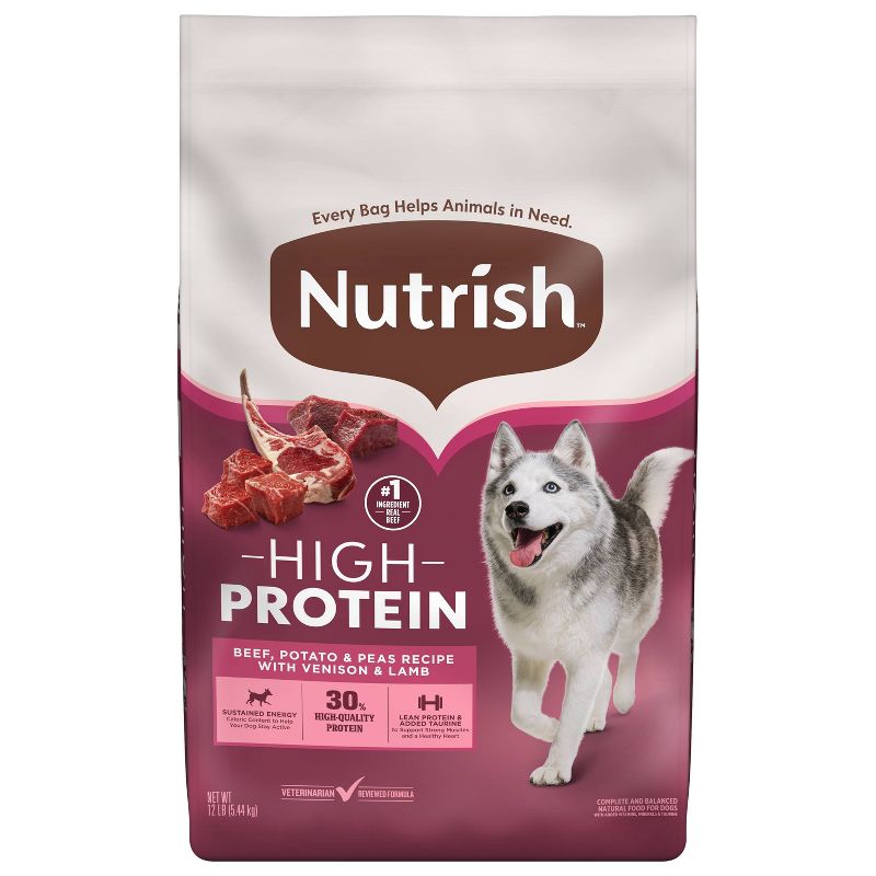 Nutrish High Protein Real Beef, Potato and Peas Recipe with Venison and Lamb Dry Dog Food - 12lbs