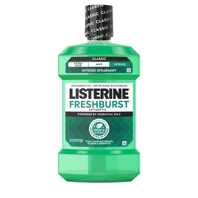 Listerine Antiseptic Intense Mouthwash for Bad Breath Spearmint - 1.5L