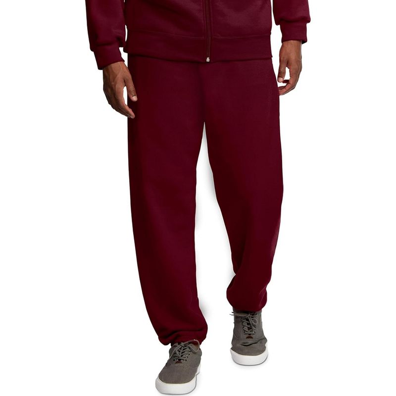 Fruit of the Loom Mens Eversoft Fleece Extended Sizes Elastic Bottom Sweatpants, 4XL, Maroon