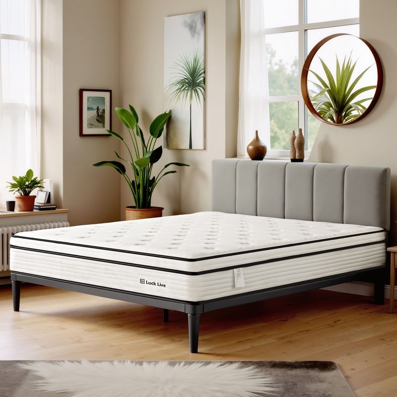 Luck Live 12-inch foam hybrid mattress Queen, Euro top, individually wrapped coils, medium soft, CertiPUR-US