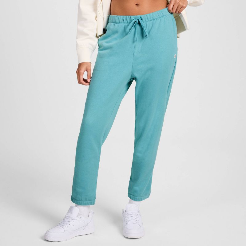 Champion Women's High-Rise Cropped French Terry Sweatpants - Teal Blue M