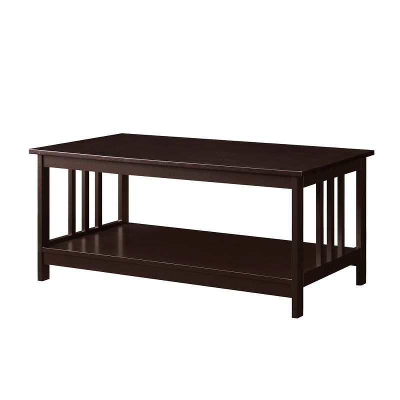 Mission Coffee Table Espresso - Breighton Home: Bottom Shelf, Rectangle, Living Room Furniture