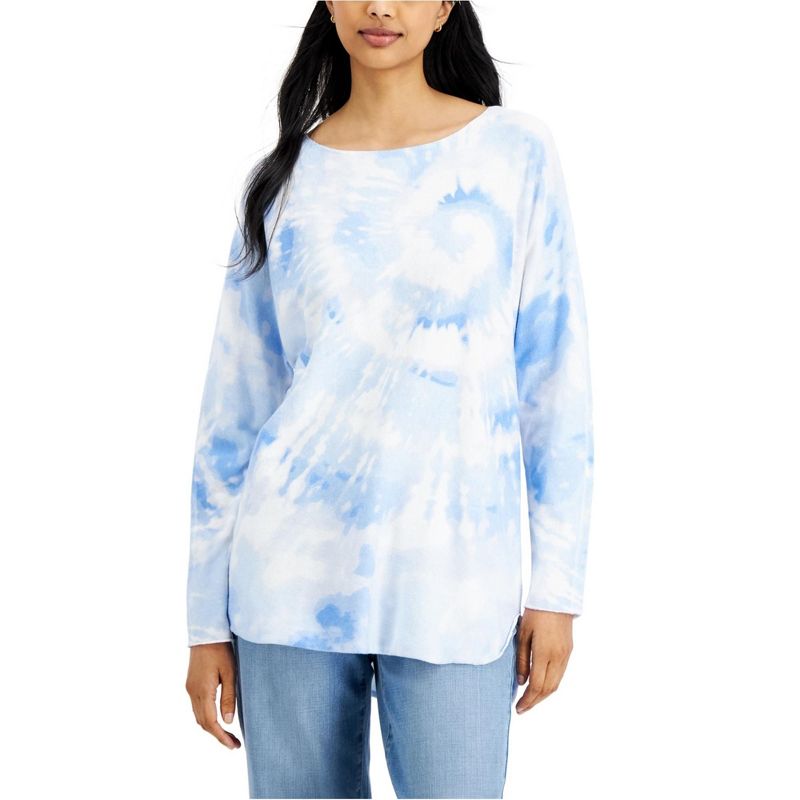 I.N.C International Concepts Womens TieDye Pullover Sweater, blue, Small