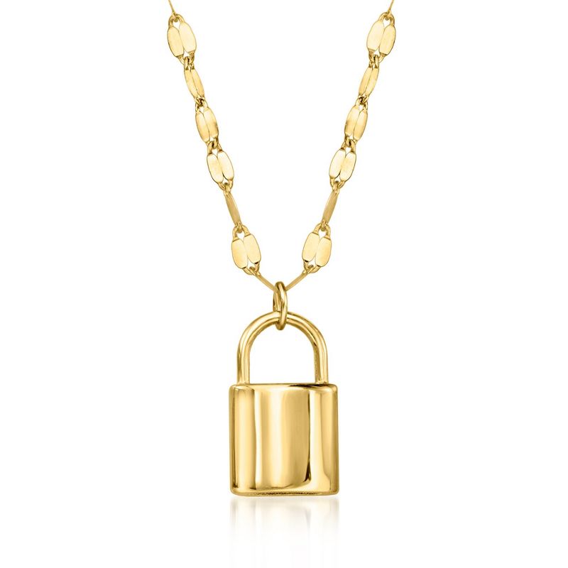 Ross-Simons Italian 10kt Yellow Gold Puffed Lock Necklace Size 16