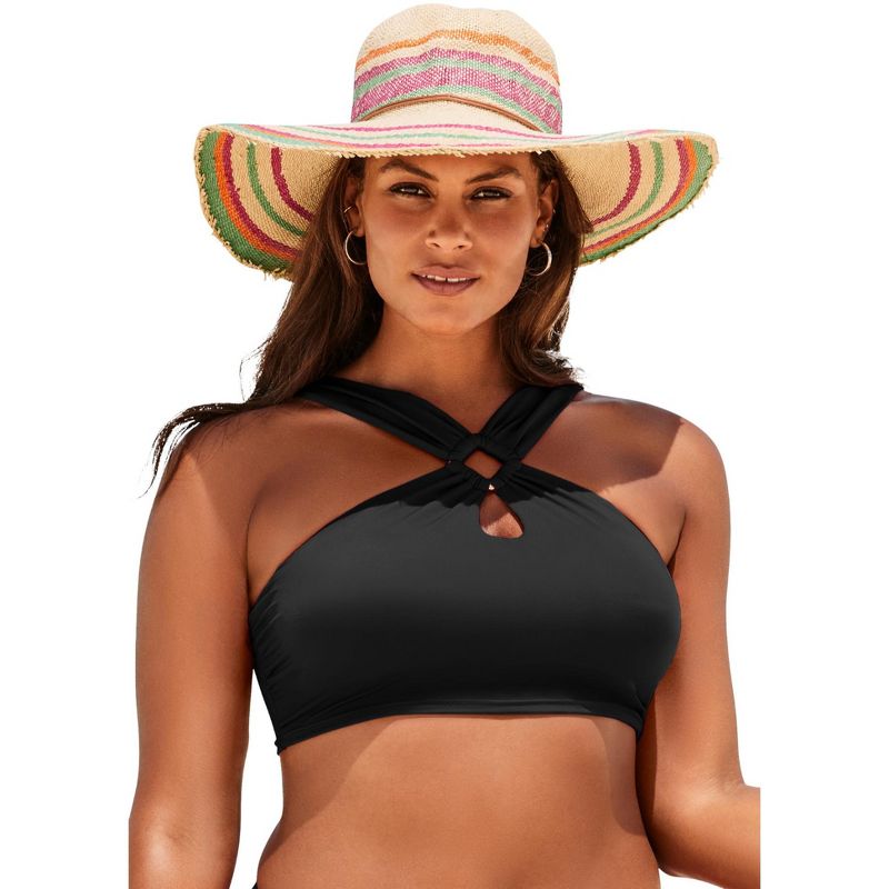 Swimsuits for All High Neck Halter Bikini Top - 12, Black (Plus Sizes Available)