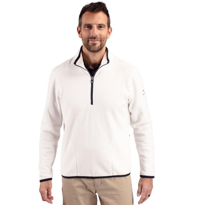 Cutter & Buck Cascade Eco Fleece Mens Quarter Zip Jacket - Shell/Navy Blue - L