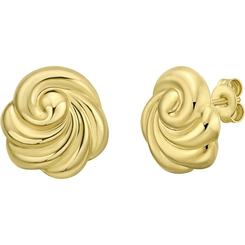 14k Yellow Gold 13mm Swirl Knot Stud Earrings