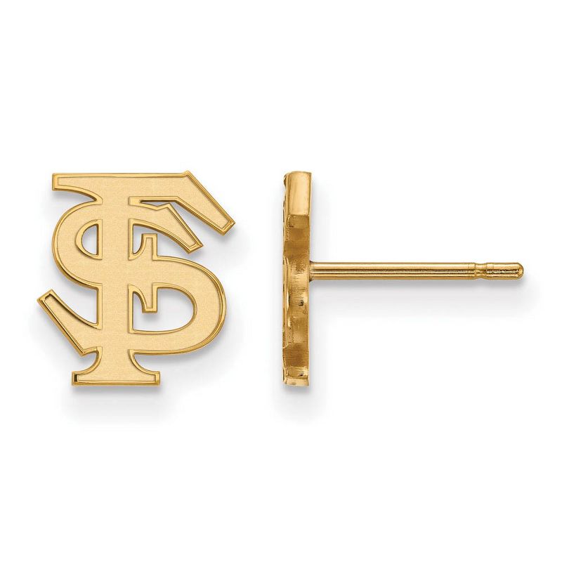 Black Bow Jewelry 14k Yellow Gold Florida State Seminoles NCAA Logo FS Extra Small Post Earrings