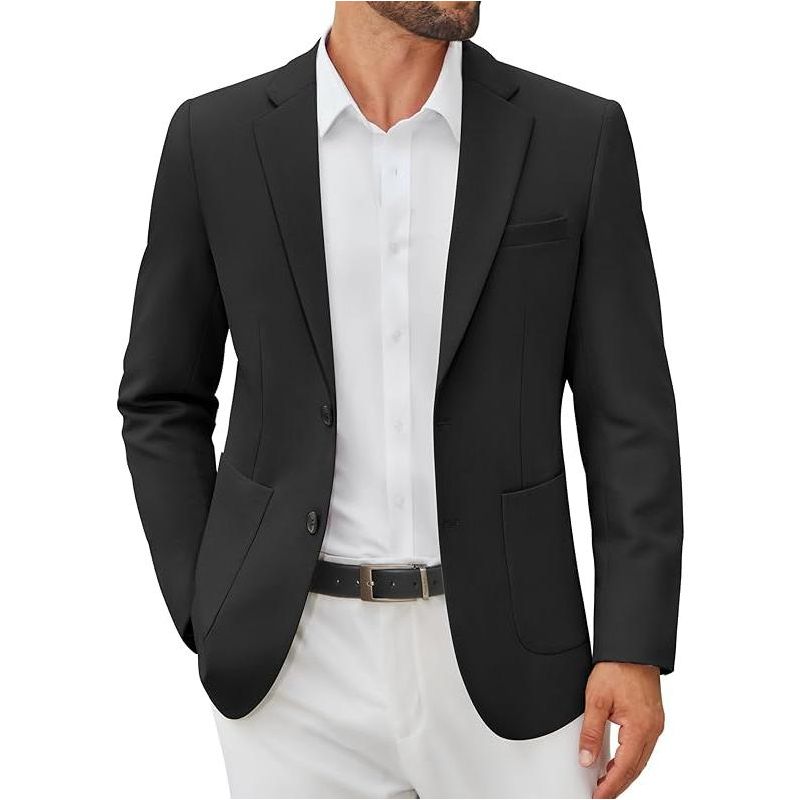 COOFANDY Men's Casual Blazer Jacket Slim Fit Two Button Suit Jackets Lightweight Knit Sport Coat Black L