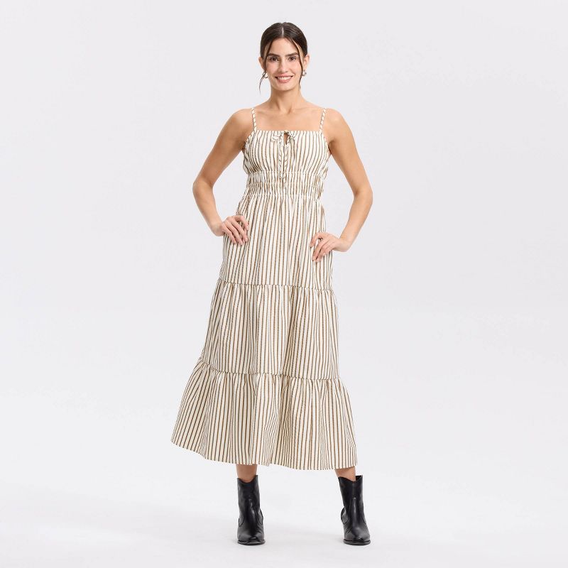 Women's Sleeveless Midi A-Line Dress - Universal Thread™ White/Cream Striped M