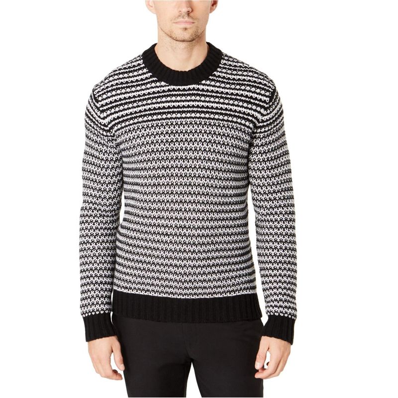 Michael Kors Mens Striped Pullover Sweater, black, XX-Large