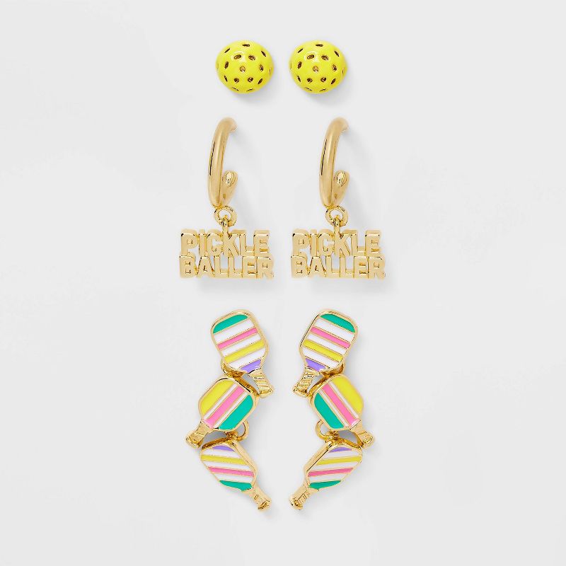 SUGARFIX by BaubleBar Paddles Up Statement Earring Set 3pc - Gold
