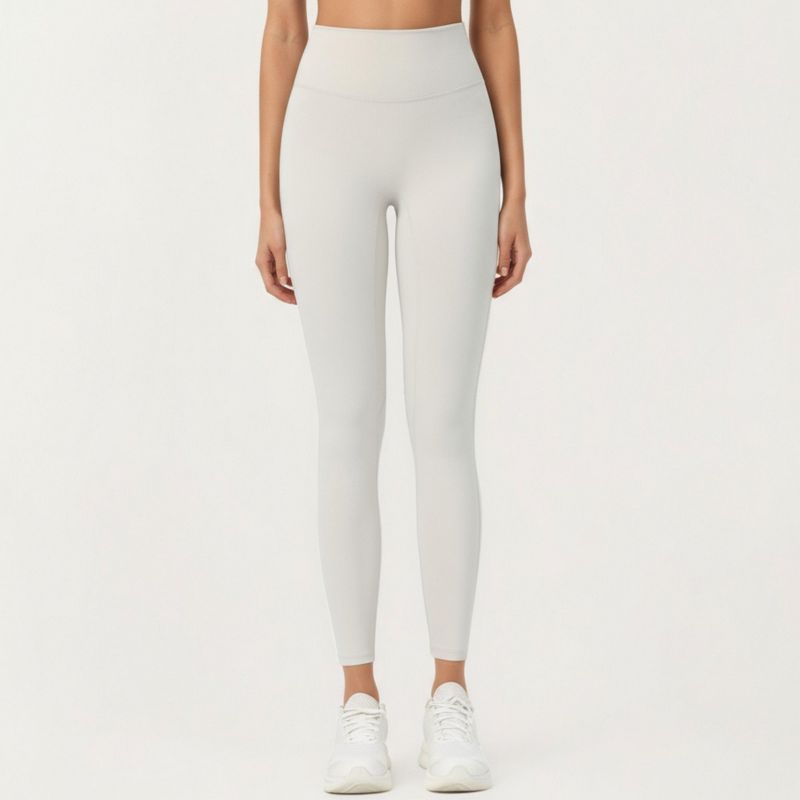 Anna-Kaci Active Women's High Waist Seamless Full Length Leggings with Stretch Fit Fabric and Smooth Contour Waistband - Large, Light Beige