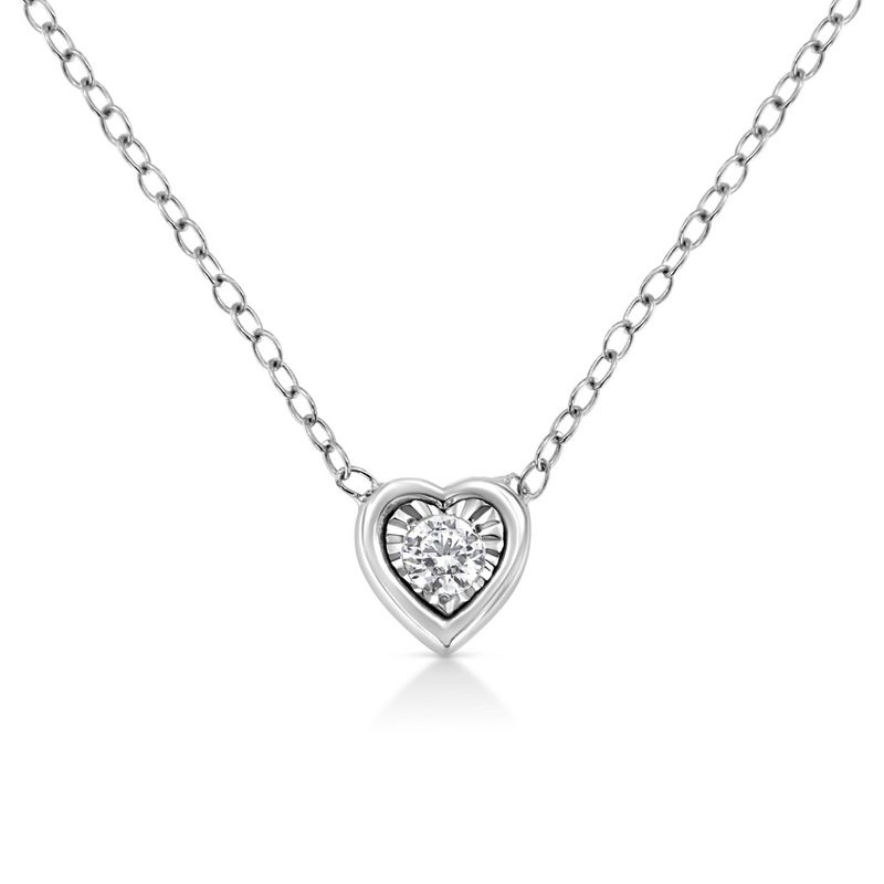 Haus of Brilliance 10K White Gold 1/10 Cttw Miracle Set Round-Cut Diamond Pendant Necklace - Heart Shape