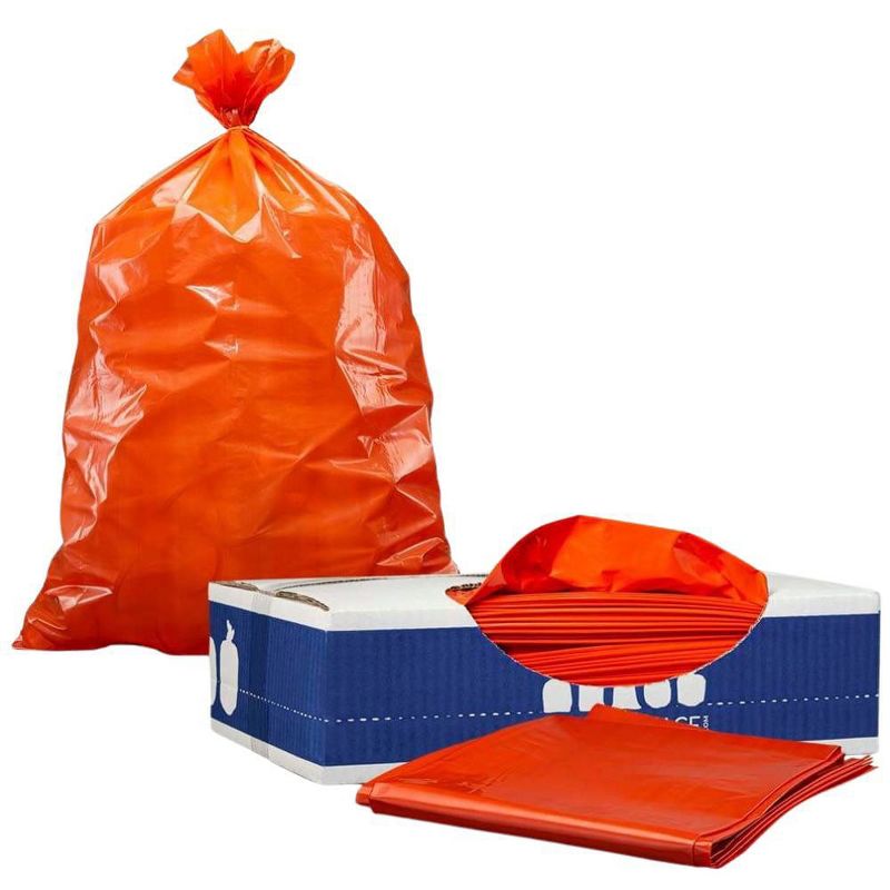 Plasticplace 32-33 Gallon Trash Bags, Orange, 1.2 Mil (100 Count)
