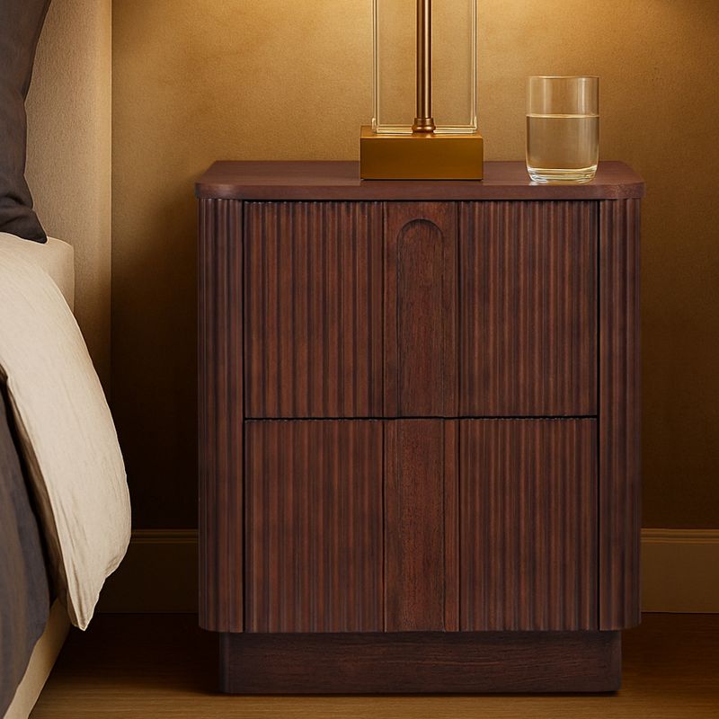 Teamson Home Potomac Modern Boho Solid Wood 2-Drawer Nightstand with Push-to-Open Storage & Rounded Corner