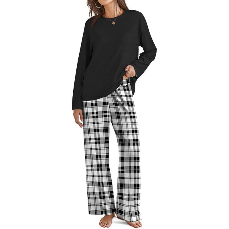 SHESHOW Pajamas for Women Set Long Sleeve Tops Plaid Pajama Pants with Pockets Winter Womens Pjs Sets XS-XL
