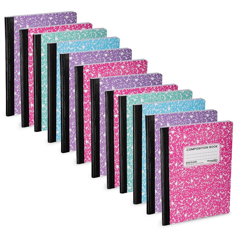 Manaloom Wide Ruled Composition Notebooks – 100 Sheets, 9.75" x 7.5", Sewn Binding – for School, Work, Journaling - 12 Pack