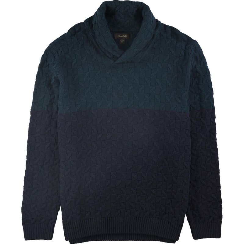 Tasso Elba Mens Cable Knit Sweater, darkgreen, Small