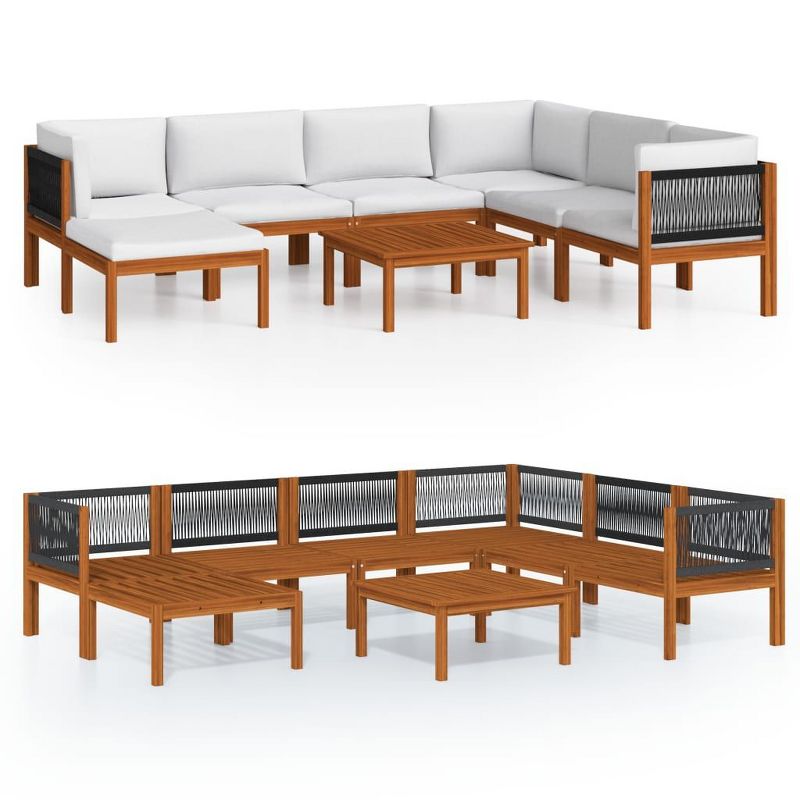 vidaXL 8 Piece Lounge Set - Solid Acacia Wood with Cream Cushions - Weather Resistant, Easy Clean - Ideal for Garden, Patio and Living Room