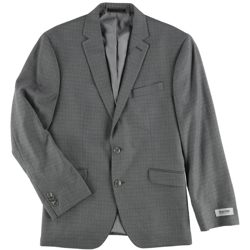 Kenneth Cole Mens Slim Two Button Blazer Jacket, greyburgandy, 38 Short