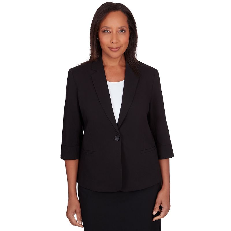 Alfred Dunner Women's Classic Fit Jacket, Black, Size 8
