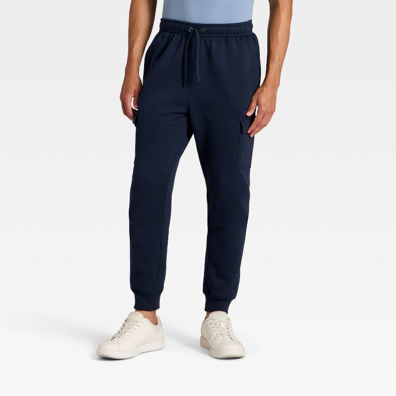 Men's Fleece Cargo Jogger Pants - Goodfellow & Co™ Blue M