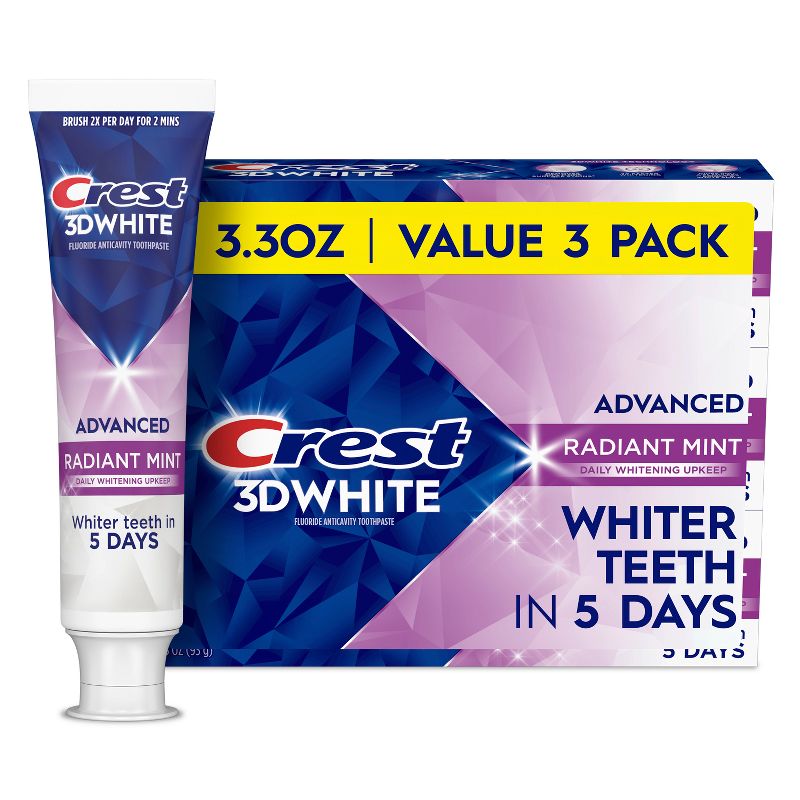 Crest 3D White Advanced Teeth Whitening Toothpaste - Radiant Mint - 3.3oz/3pk