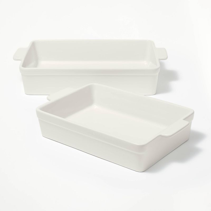 2pc Stoneware Rectangle Baking Dish Set Cream - Figmint™: Bakeware, Kitchen Essentials, Freezer & Microwave Safe