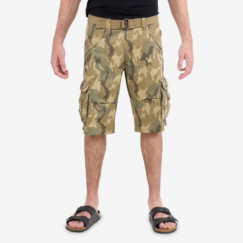 X RAY Men's Belted 12.5" Inseam Cargo Shorts,Camo Shorts(plus size shorts in available) in DESERT CAMO Size 32