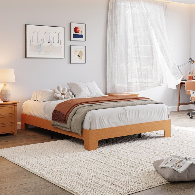 Full Size Wood Bed Frame, Nature Platform Bed, Premium Solid Wood, No Box Spring Needed, Easy Assembly, Minimalist Bedroom Furniture, Pine