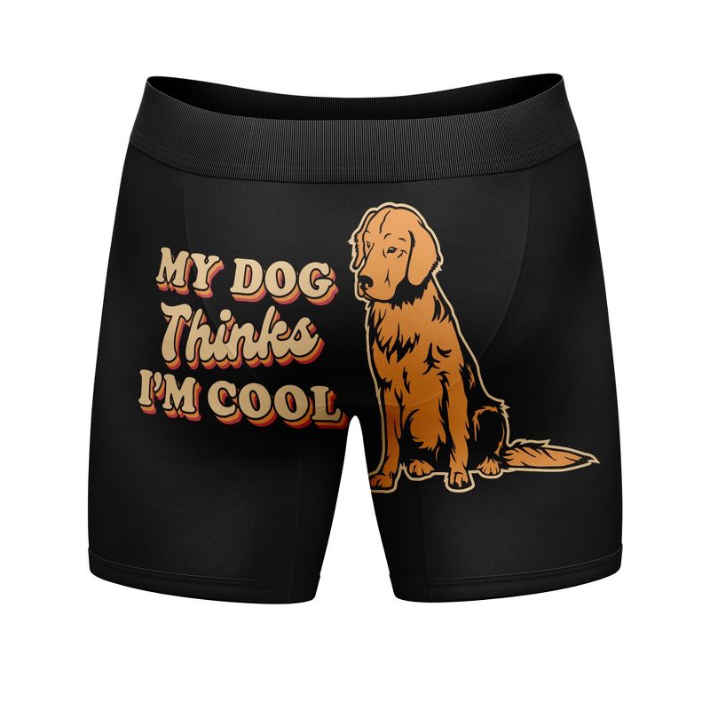 Mens My Dog Thinks Im Cool Boxer Briefs Funny Saying Cool Graphic Underwear Guys - Crazy Dog Boxer Briefs for Animal Lovers Dog Thinks Im M