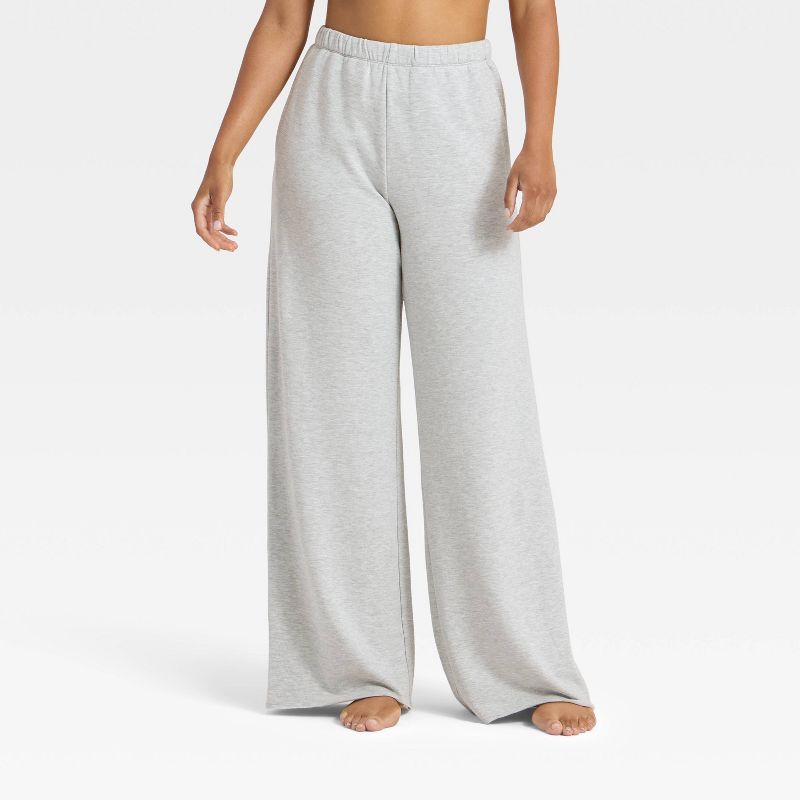 Women's PeachySoft French Terry Fleece Wide Leg Lounge Pants - Wild Fable™ Gray M