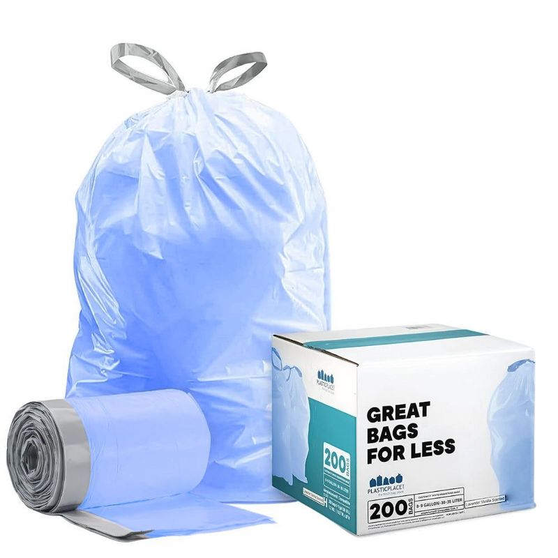 Plasticplace 5.2 Gallon Compatible with simplehuman Code D Blue Trash Bags (200 Count)
