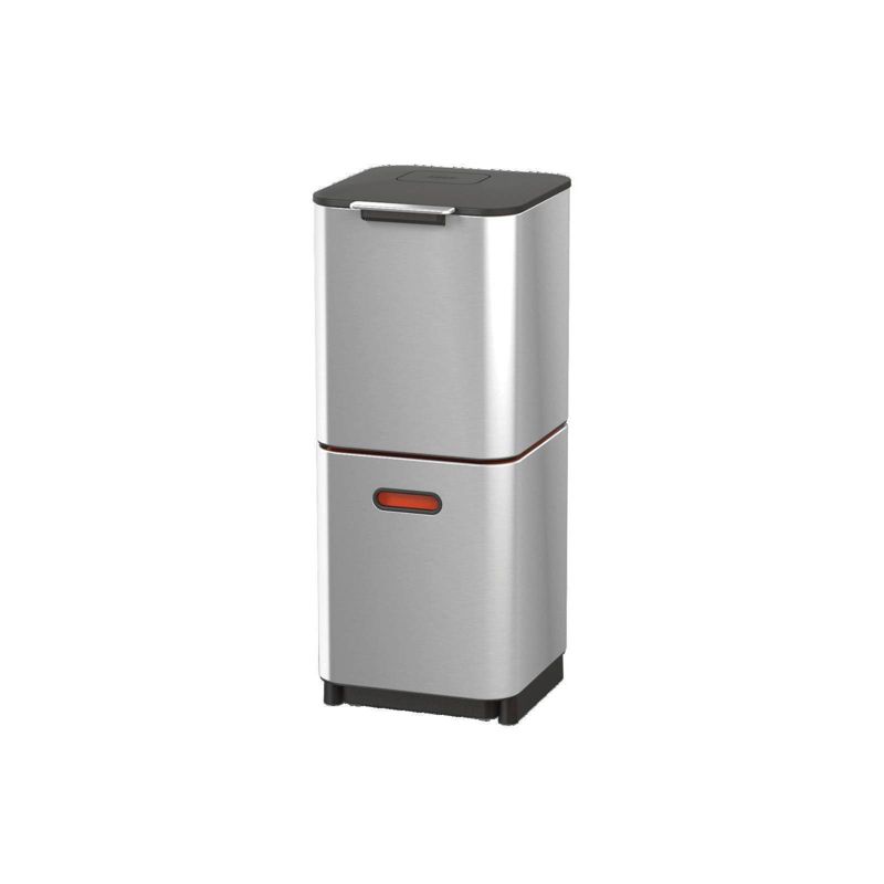 Joseph Joseph Totem 40L Dual Trash Can and Recycle Bin Stainless: Kitchen Recycling Bin, Removable Inner Bucket, Silver