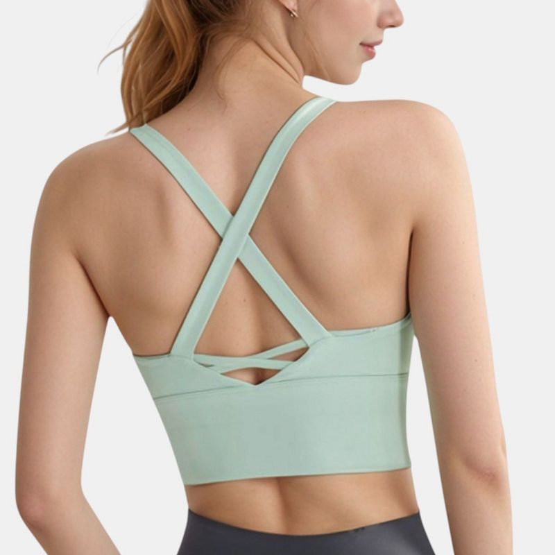 Anna-Kaci Active Women's Crisscross Back Sports Bra with Wide Elastic Band and Supportive Straps for Activewear - Small, Green