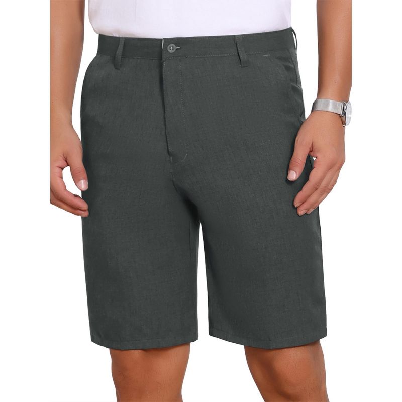 INSPIRE CHIC Men's Linen Texture Above Knee with Pockets Formal Shorts 36 Dark Gray
