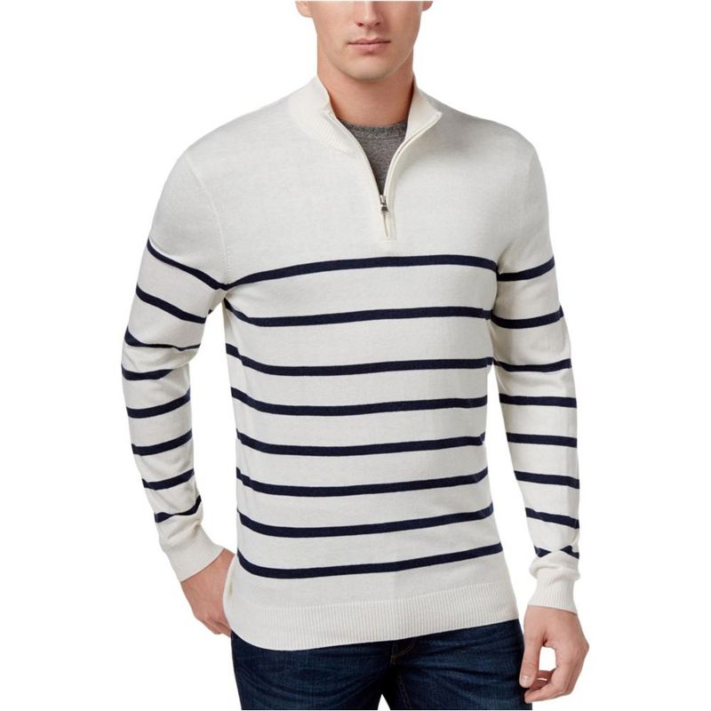 Club Room Mens Striped Pullover Sweater, brightwhite, X-Large