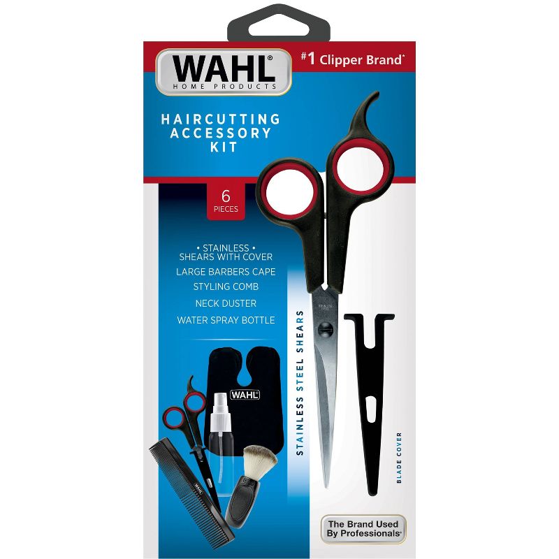 Wahl Haircutting Scissors and Accessory Kit with Shears, Blade Guard, Spray Bottle, Comb, Neck Duster & Cape