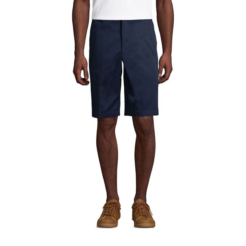 Lands' End Men's Long Plain Front Blend Chino Shorts - - Classic Navy