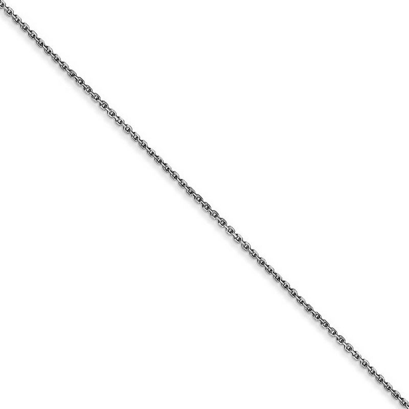 Black Bow Jewelry 0.8mm 10k White Gold Diamond Cut Cable Chain Necklace, 24 Inch